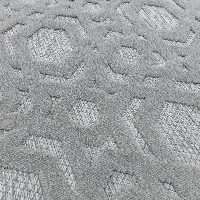 Geometric Lattice Outdoor Rug - Silver