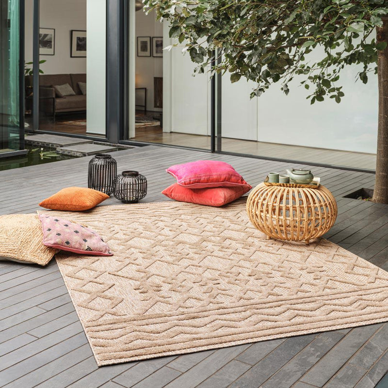 Geometric Links Outdoor Rug - Brown