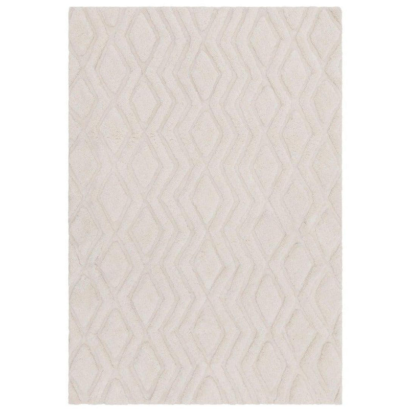 Geometric Shaggy Rug - Off White