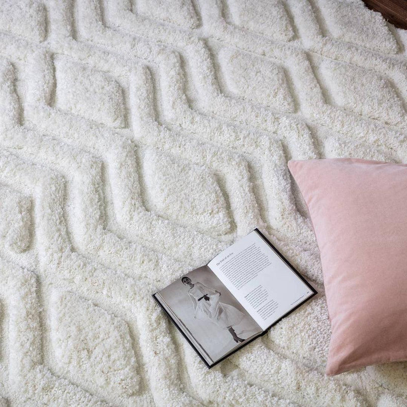 Geometric Shaggy Rug - Off White