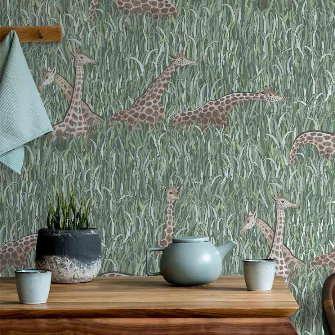 Giraffes Wallpaper - Alma Collection - Josephine Munsey