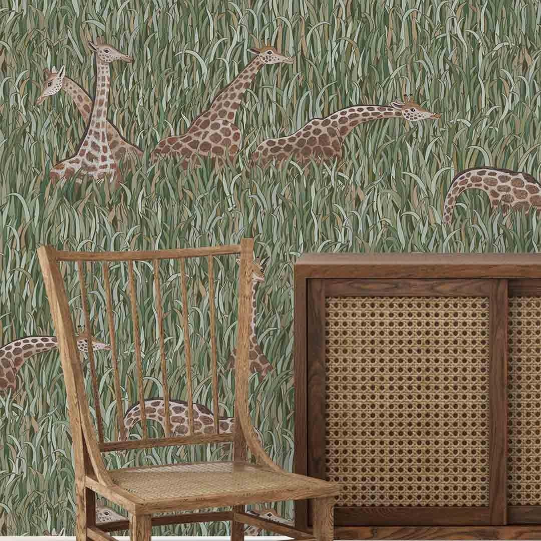 Giraffes Wallpaper - Alma Collection - Josephine Munsey