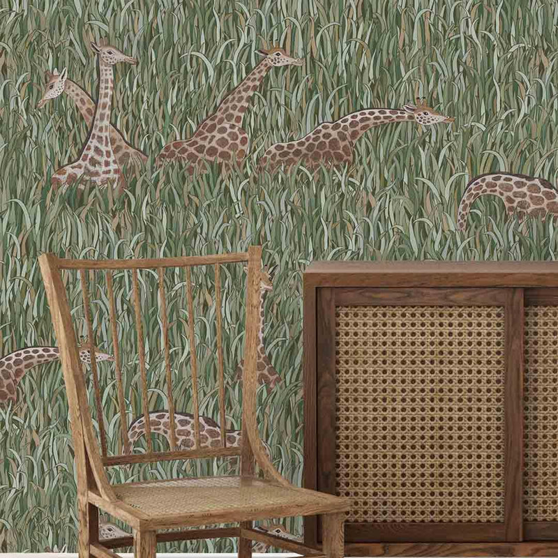 Giraffes Wallpaper - Alma Collection - Josephine Munsey