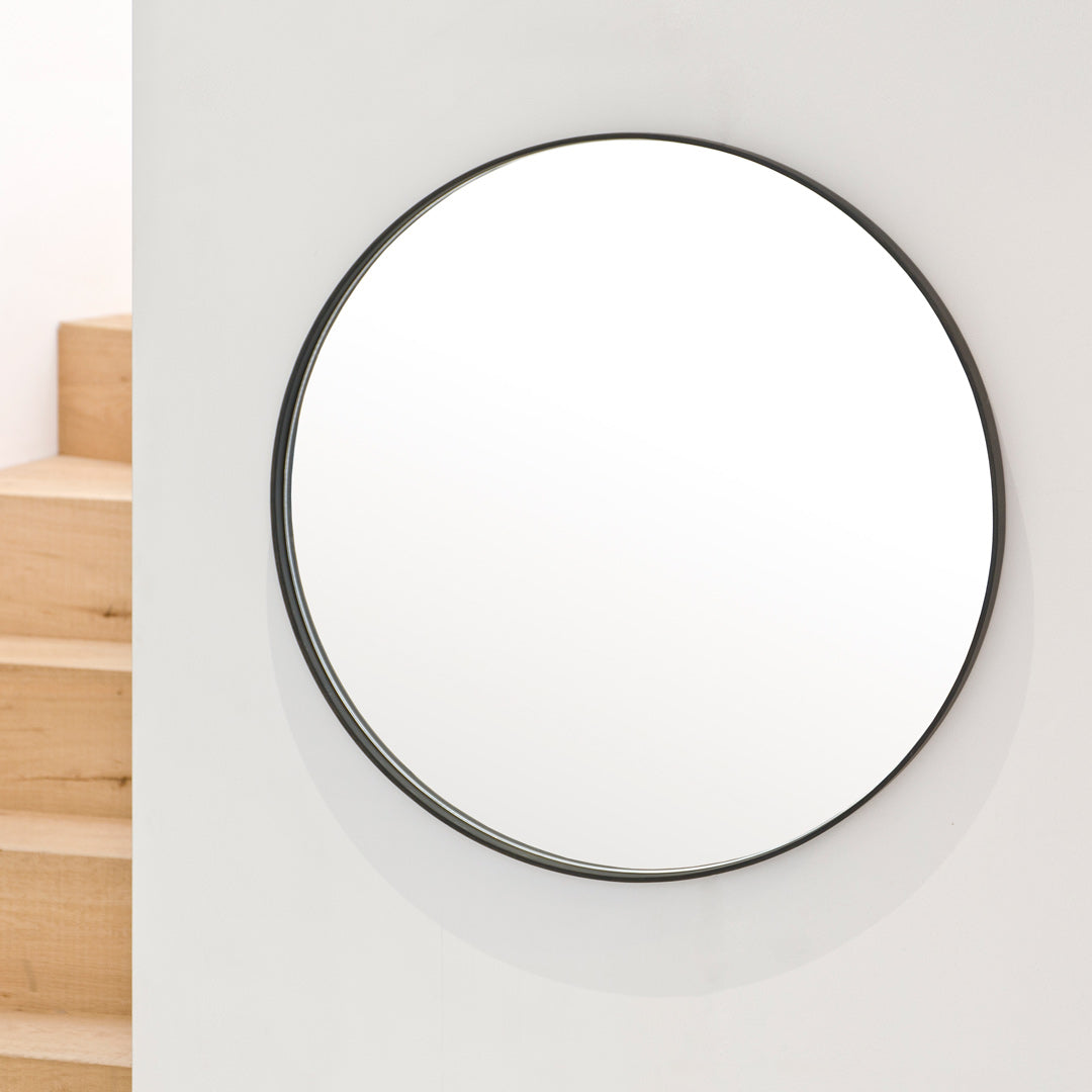 Glance 660 Round Wall Mirror Dark Oak