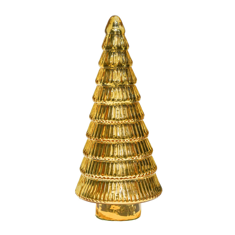 Gold & Green Glass Xmas Tree Ornament