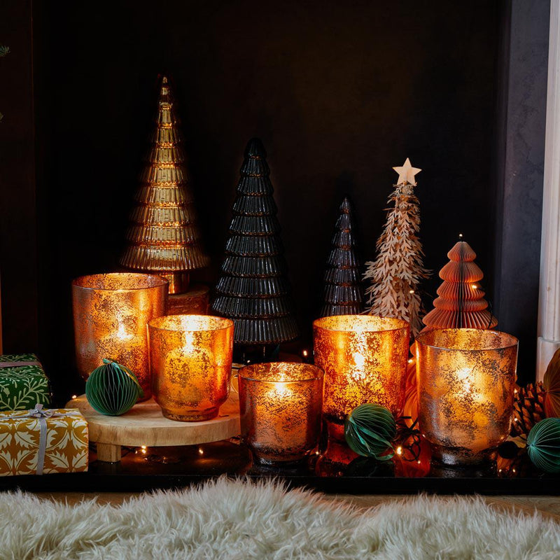 Gold & Green Glass Xmas Tree Ornament