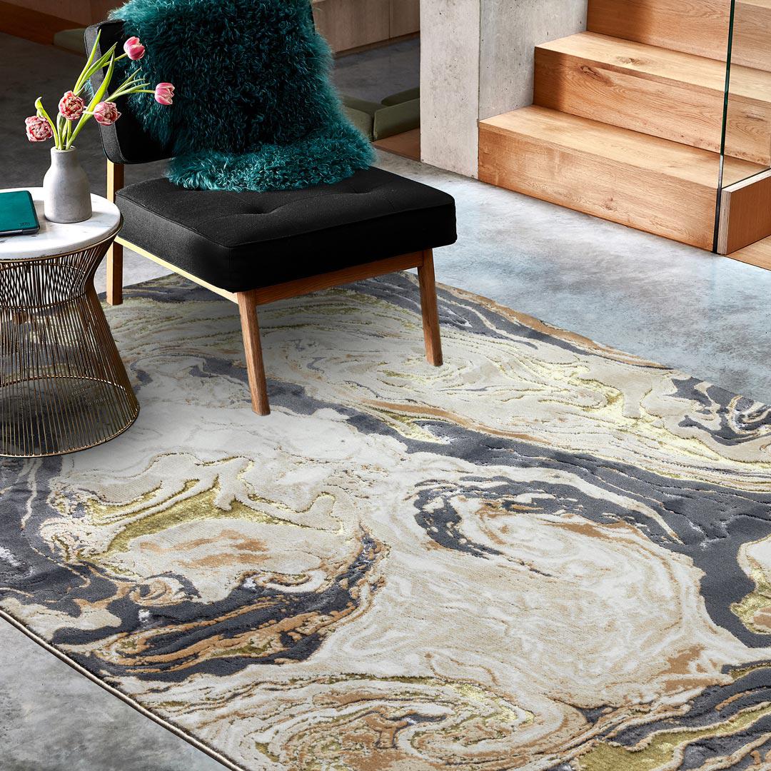 Gold Metallic Marble Rug