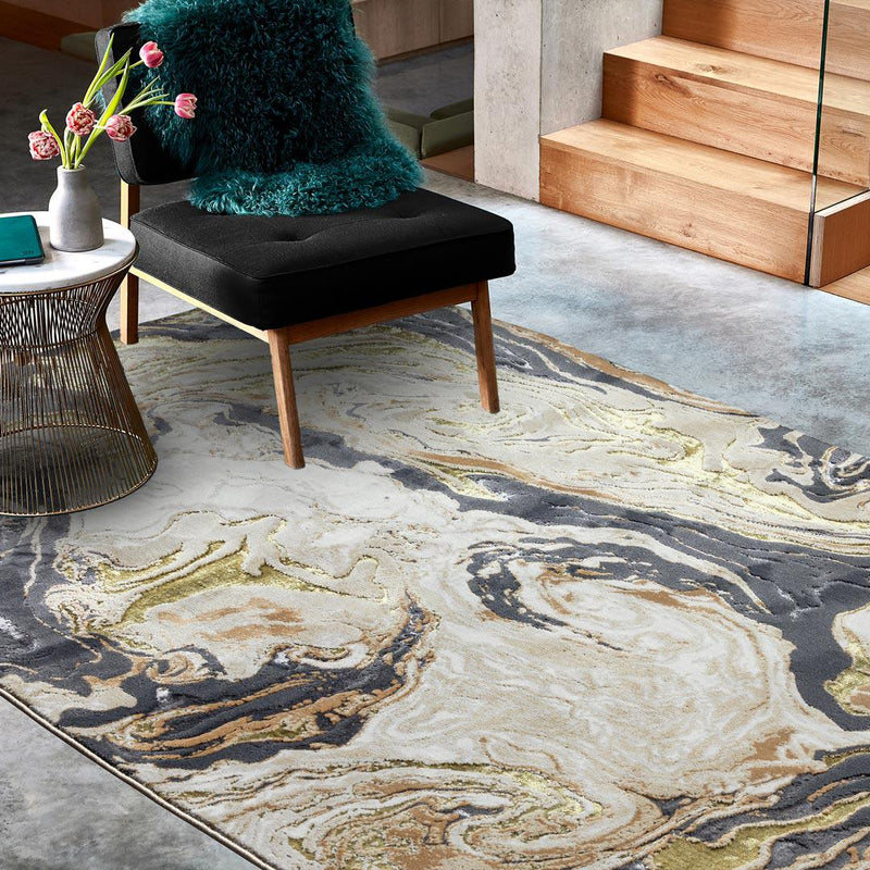 Gold Metallic Marble Rug