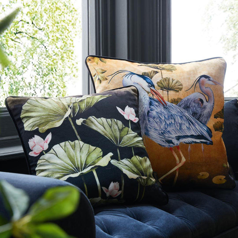 Golden Orient Piped Velvet Cushion Cover