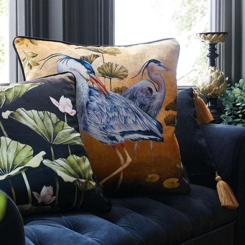 Golden Orient Piped Velvet Cushion Cover