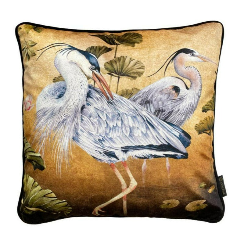 Golden Orient Piped Velvet Cushion Cover