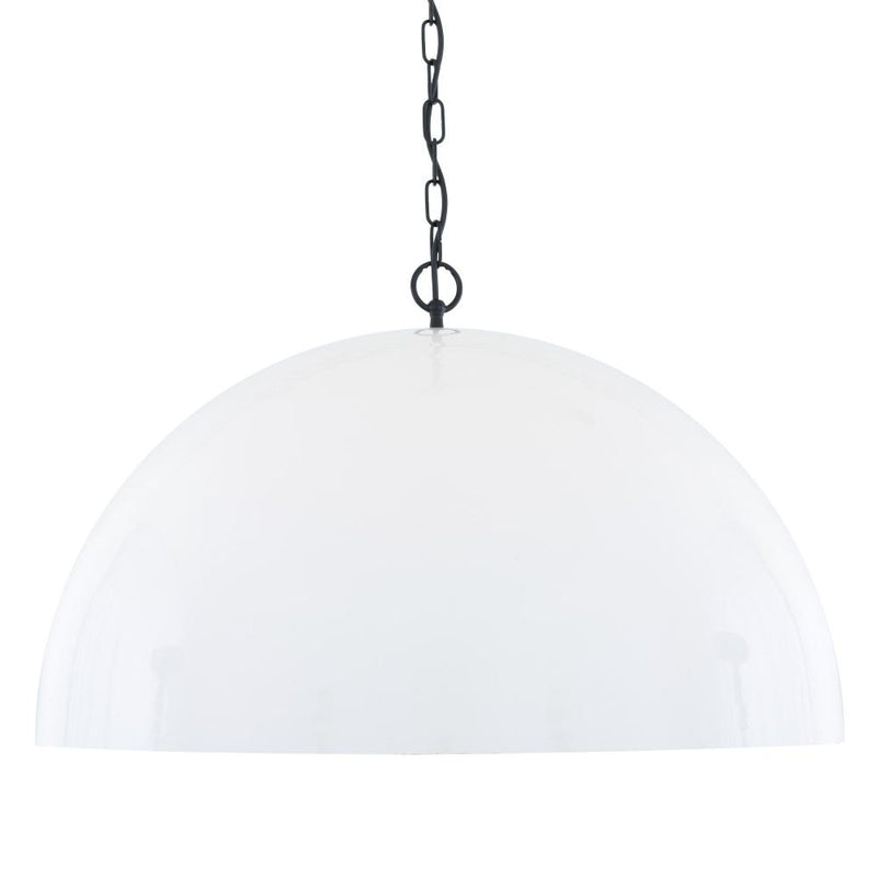 Goma Large White Dome and Gold Leaf Pendant Light