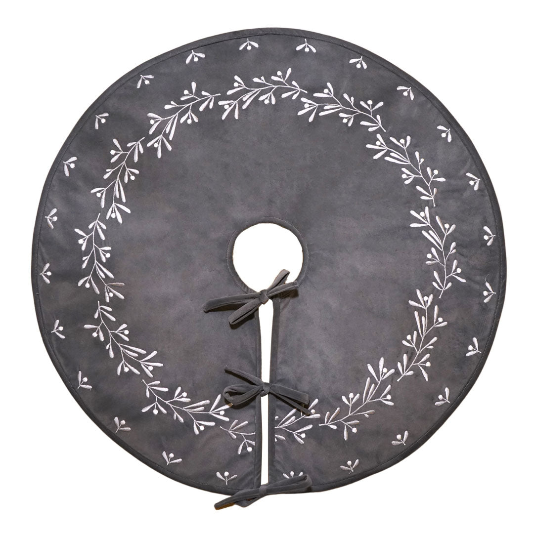 Grey Velvet Christmas Tree Skirt