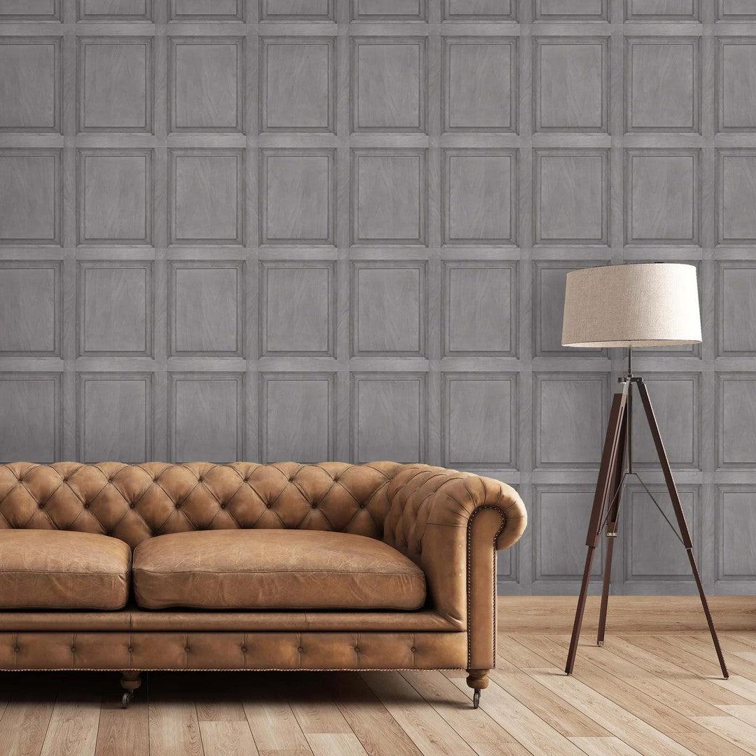 Grey Wood Panelling Wallpaper