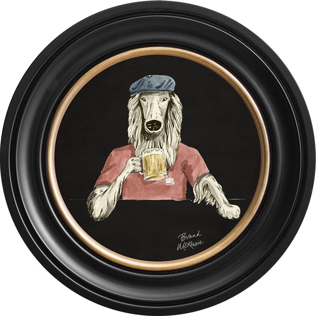 Happy Hour - Bruce on Charcoal Black - Brand McKenzie Framed Art Prints