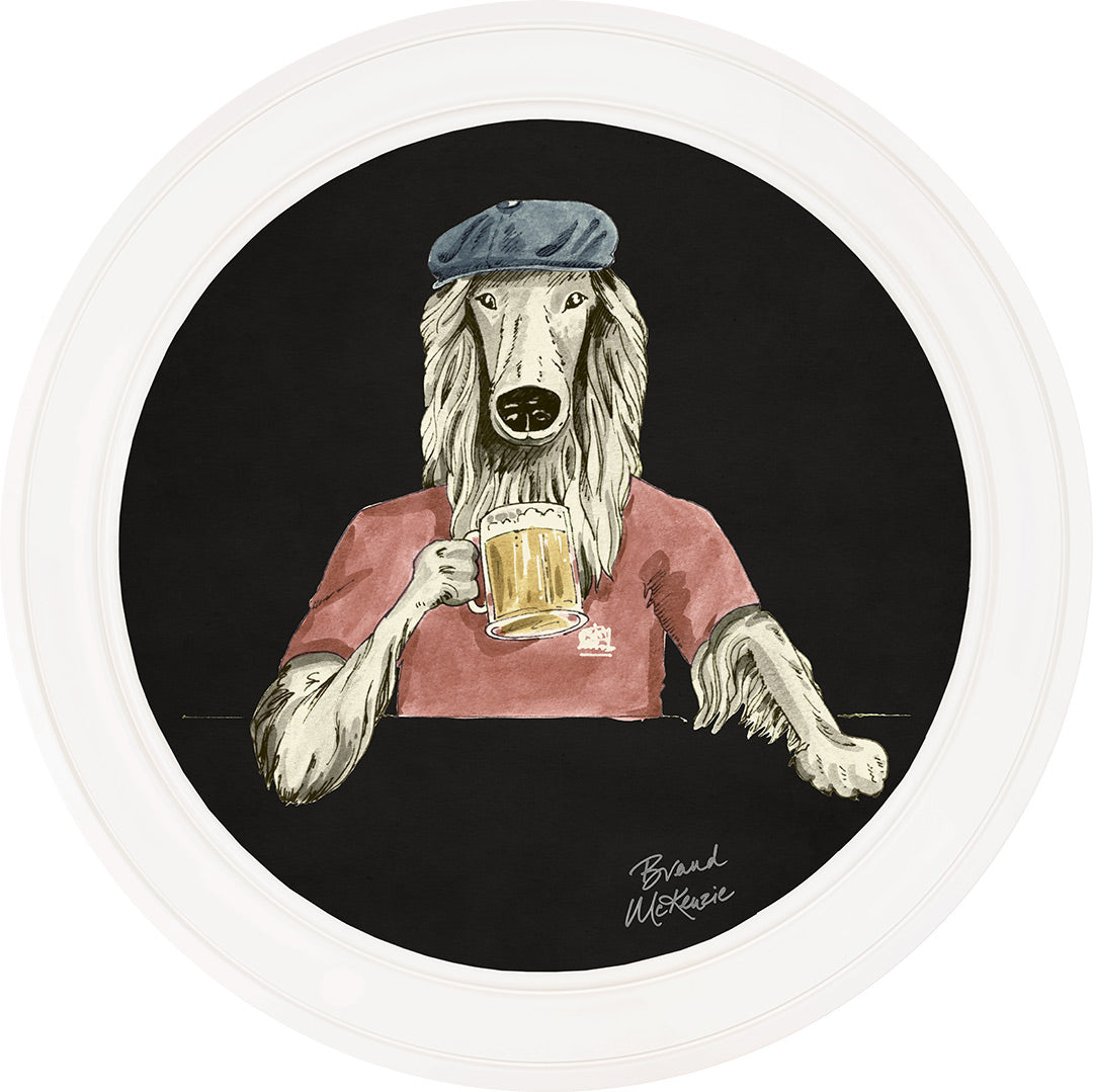 Happy Hour - Bruce on Charcoal Black - Brand McKenzie Framed Art Prints