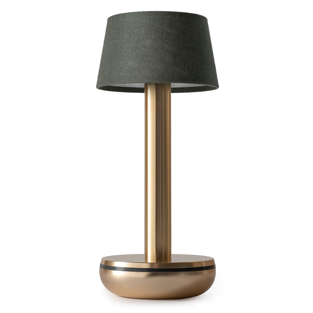 Two Linen Table Lamp Gold Emerald