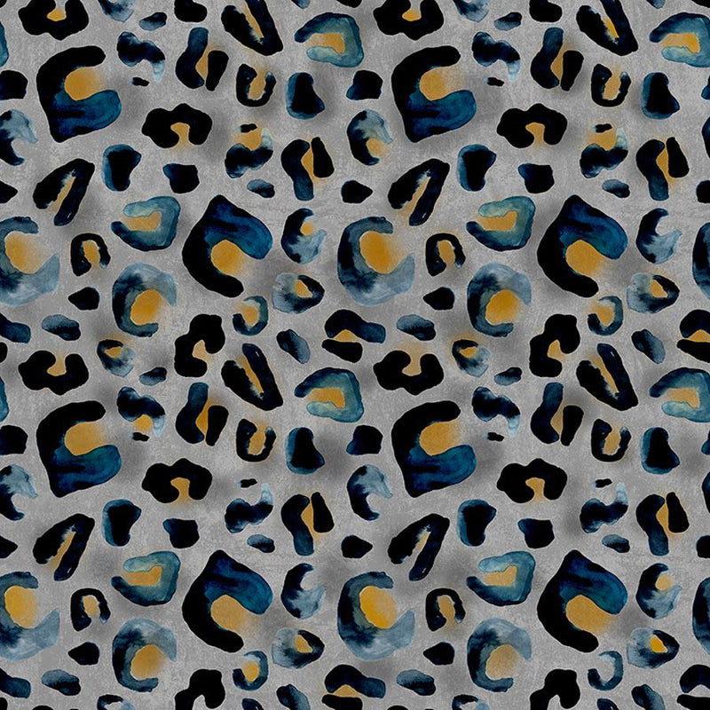 Indigo Inky Leopard Print Wallpaper