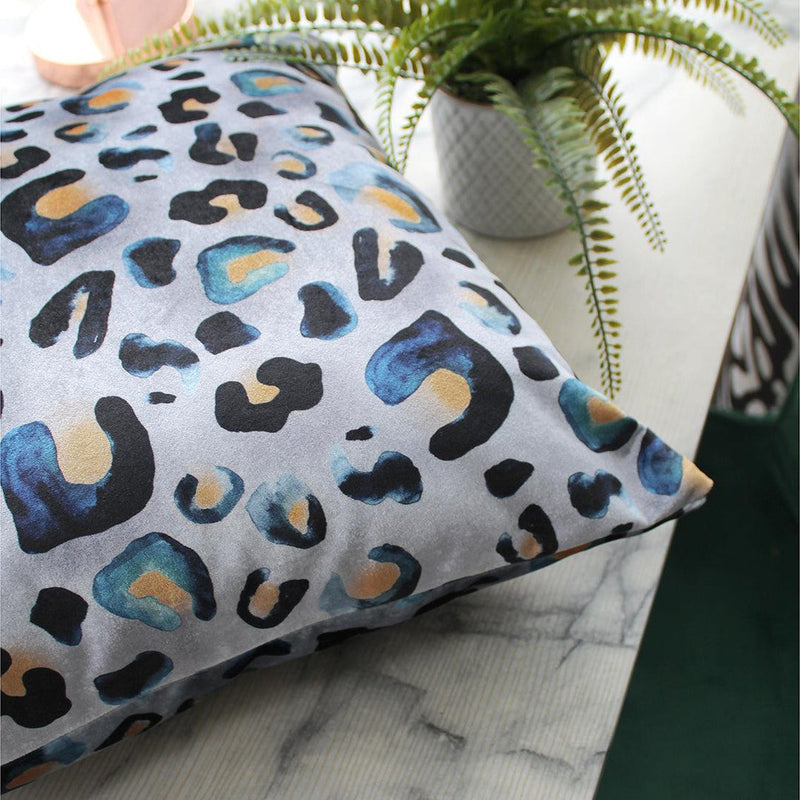 Indigo Leo Piped Velvet Cushion Cover