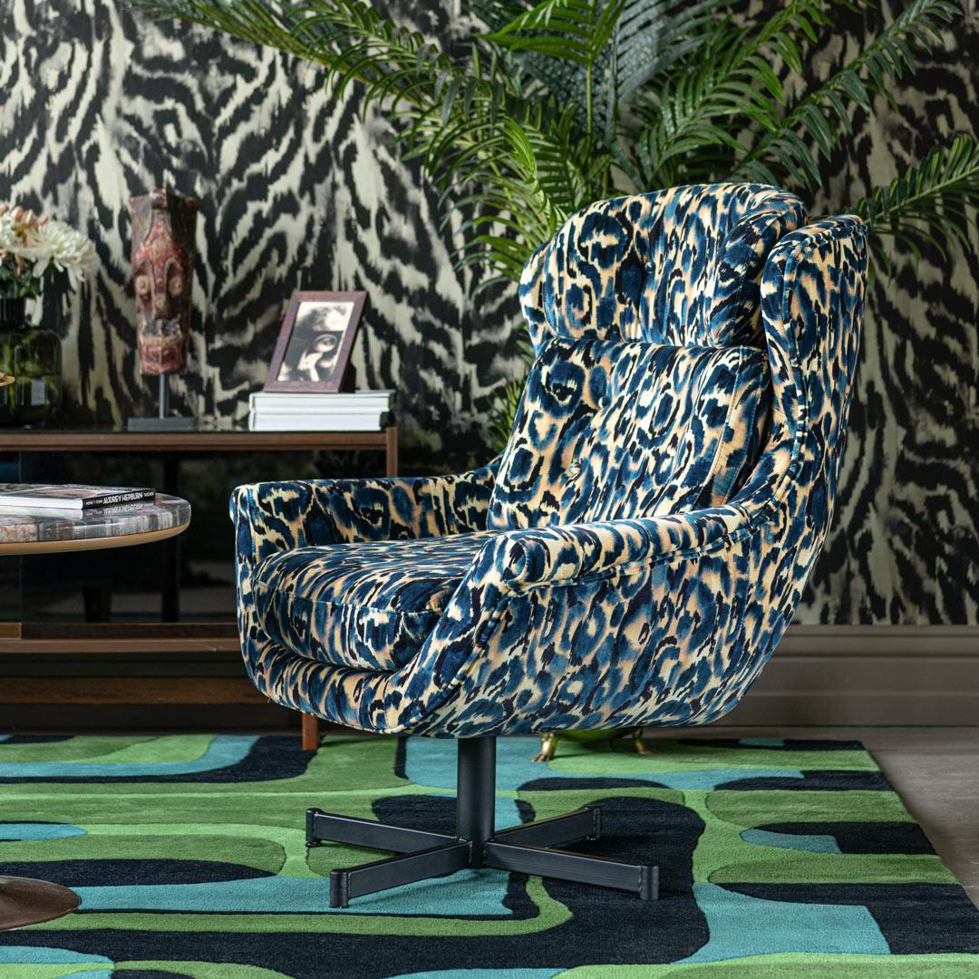 Pattern Blue Leopard Print Chair Hot Accent Chair Blue Pattern