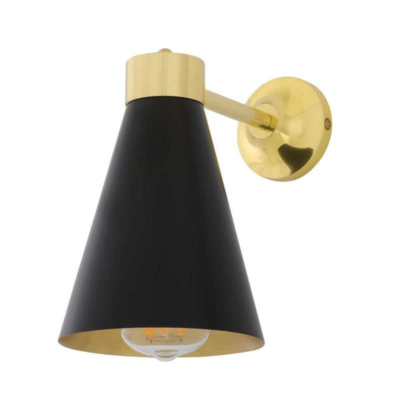 Kamina Matte Black and Polished Brass Wall Light - Mullan Lighting