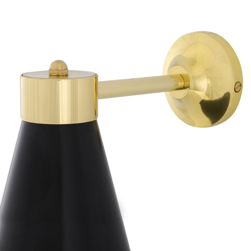 Kamina Matte Black and Polished Brass Wall Light - Mullan Lighting