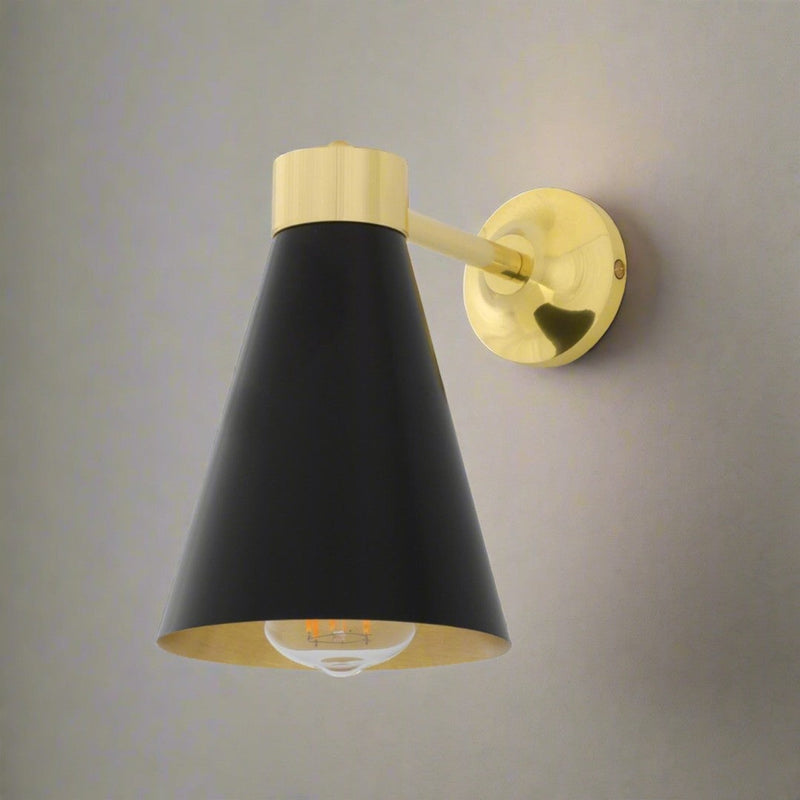 Kamina Matte Black and Polished Brass Wall Light - Mullan Lighting