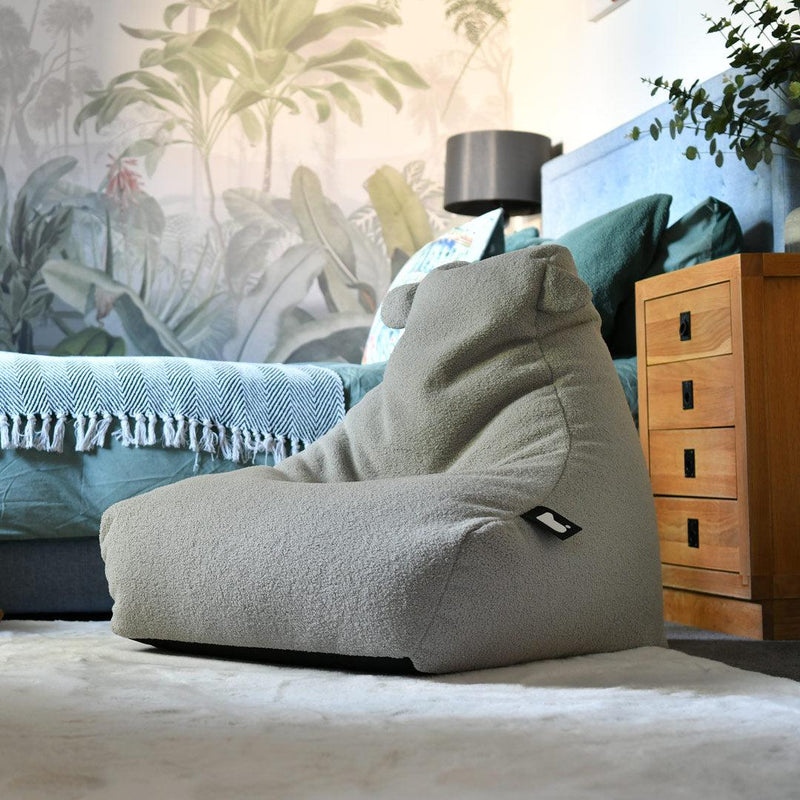 Kids Teddy Bean Bag Chair - Soft Grey