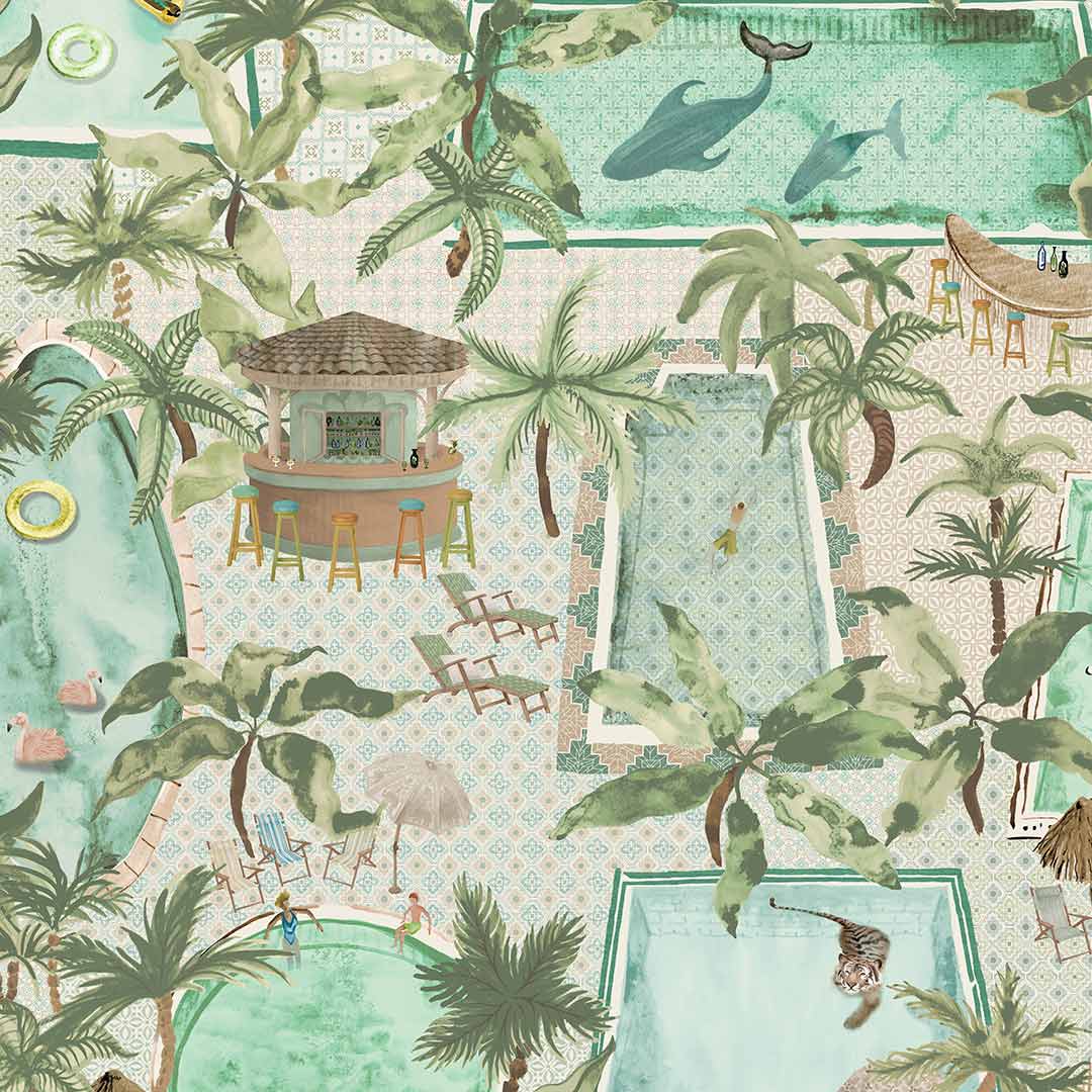Lido Wallpaper - Palm Green - Brand Mckenzie