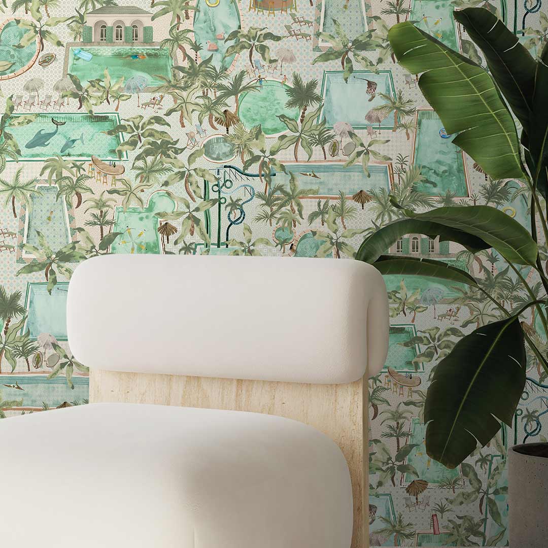 Lido Wallpaper - Palm Green - Brand Mckenzie