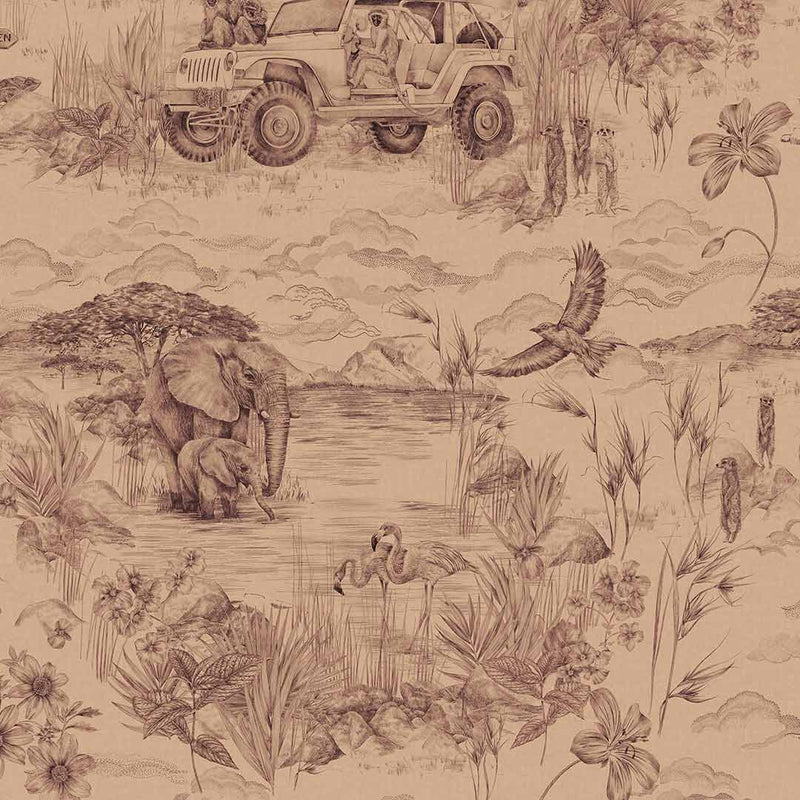 Lyons Den Wallpaper - Coral Plum