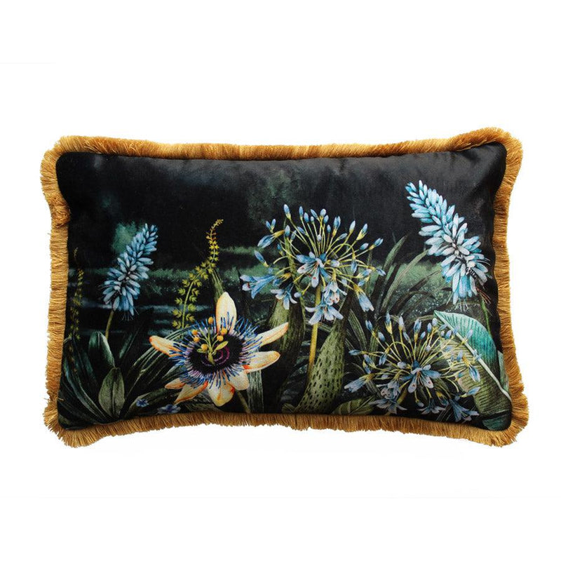 Madagascar Midnight Fringe Velvet Cushion Cover