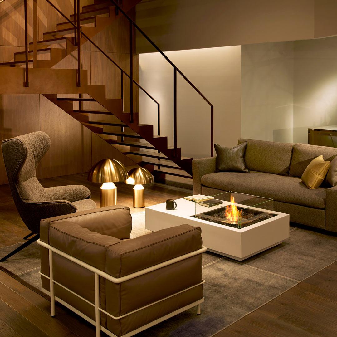 Manhattan Bioethanol Fire Pit Table in Living Room
