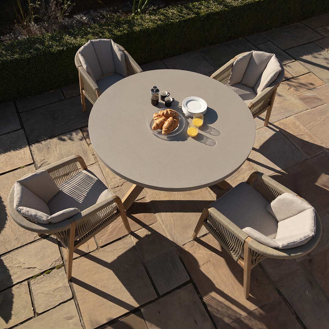 Martinique 4 Seat Round Dining Set - Light Brown