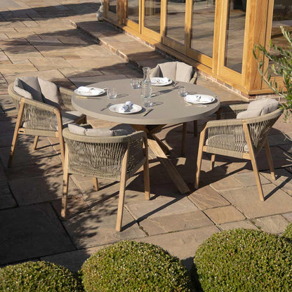 Martinique 4 Seat Round Dining Set - Light Brown
