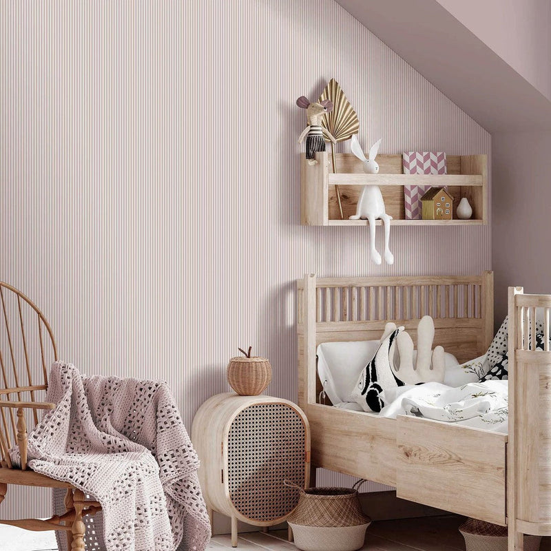 Matchstick Stripe Wallpaper - Blush Pink