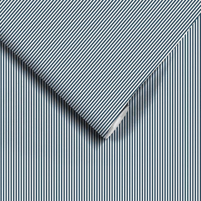 Matchstick Stripe Wallpaper - Navy/White