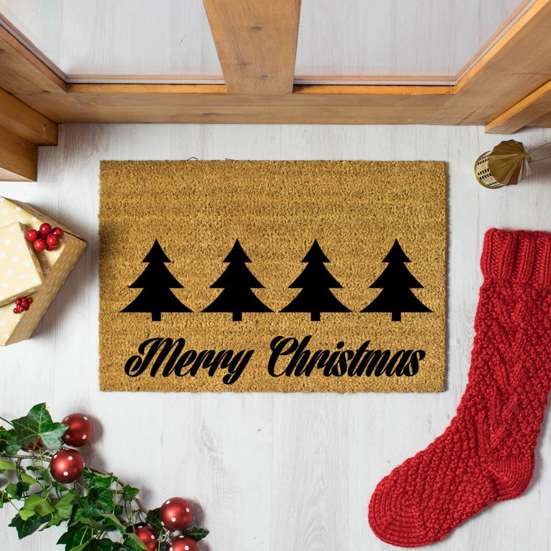 Merry Christmas With Trees Doormat