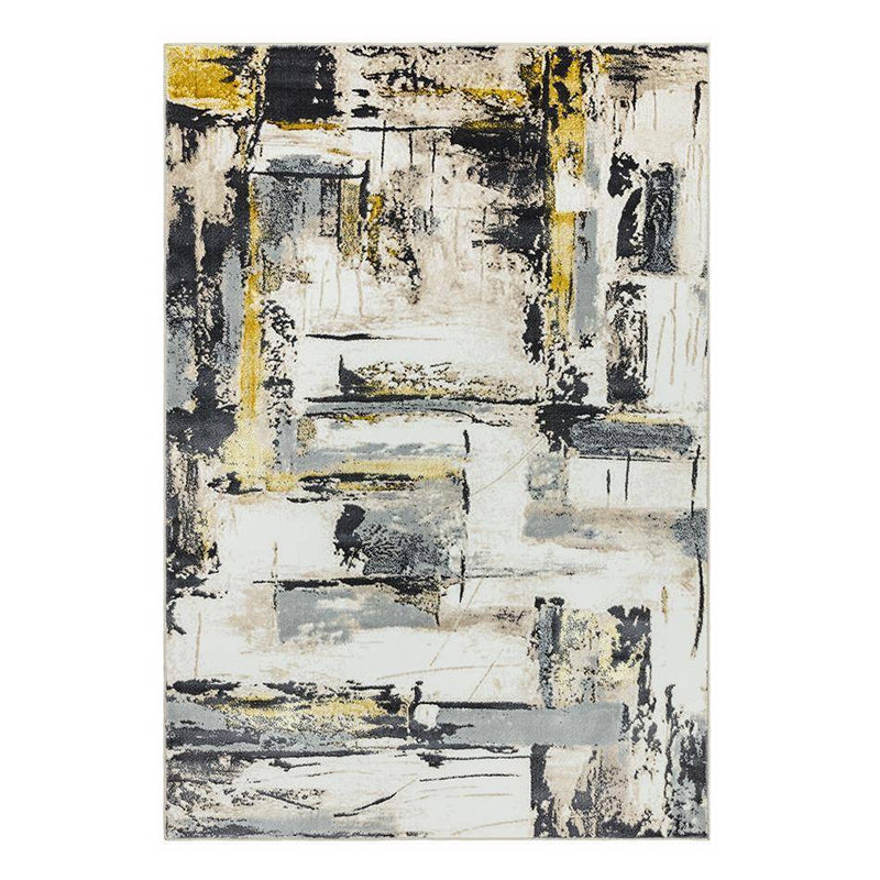 Metallic Abstract Print Rug - Yellow