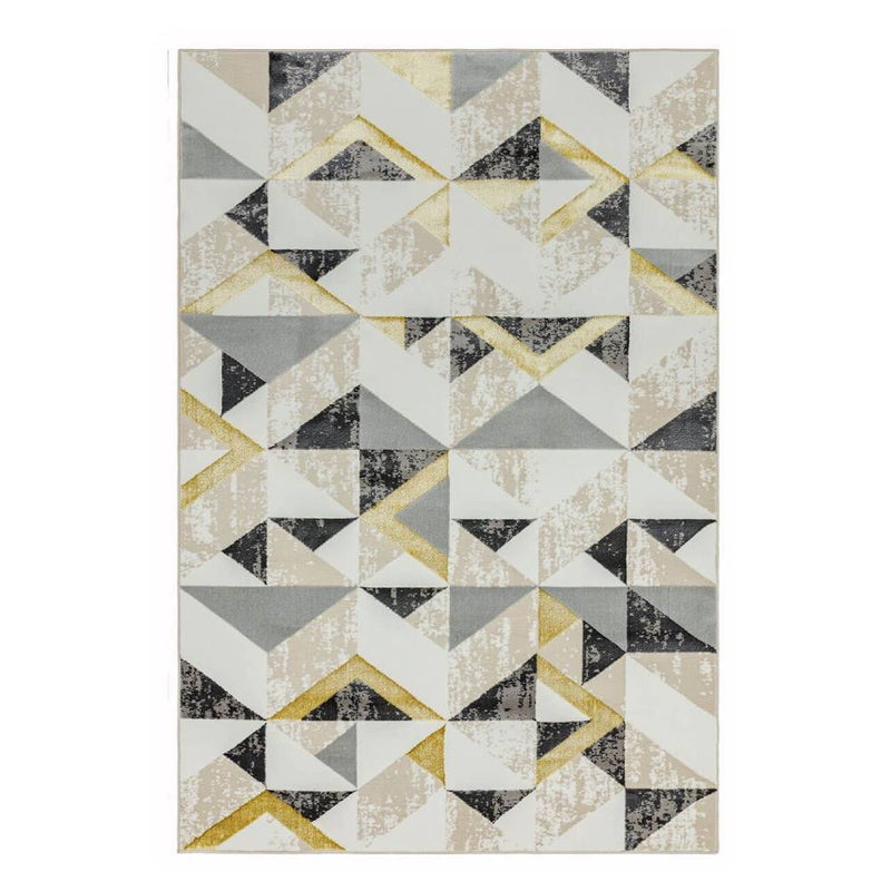 Metallic Geometric Print Rug - Grey