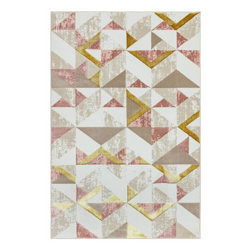 Metallic Geometric Print Rug - Pink