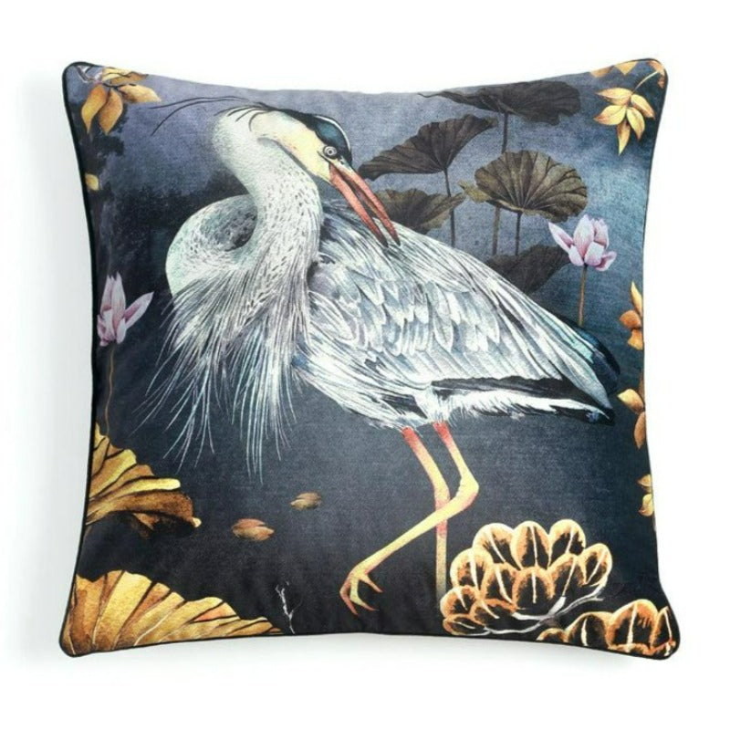 Midnight Orient Piped Velvet Cushion Cover