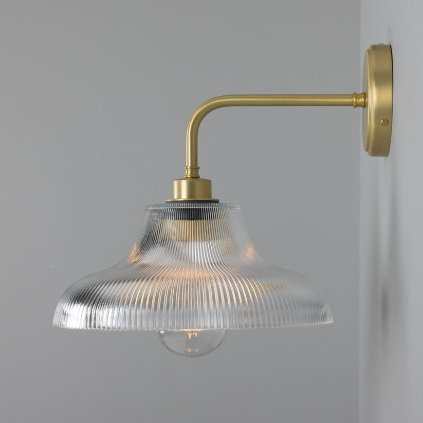 Image showcasing Mono Railway Glass Bathroom Wall Light – Lime Lace