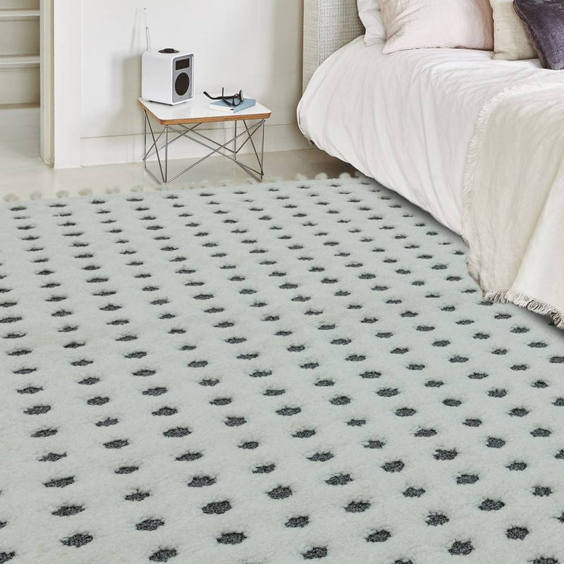 Moroccan Style Deep Pile Rug - Dotty Grey