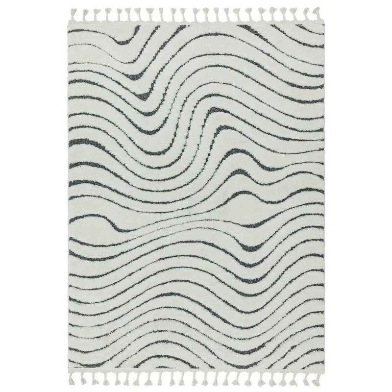Moroccan Style Deep Pile Rug - Grey Wave