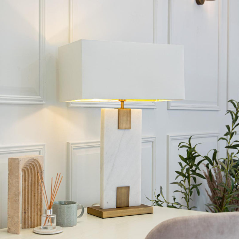 Nahanni White Marble Table Lamp - RV Astley