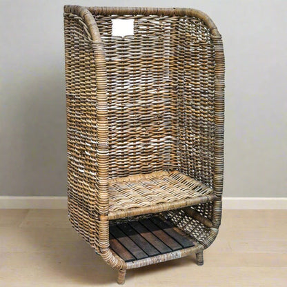 Rattan Firewood Storage With Kindling Shelf