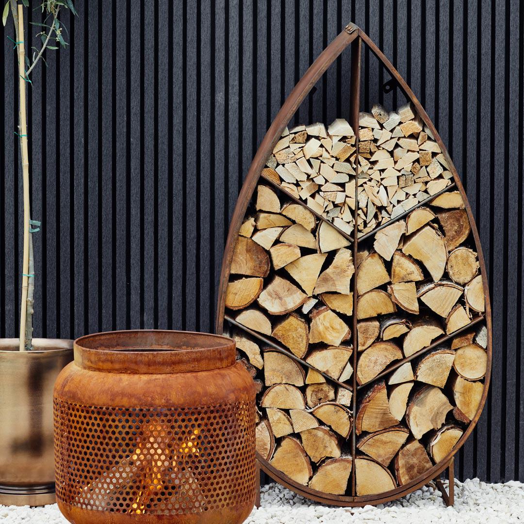 Natural Rust Leaf Log Holder