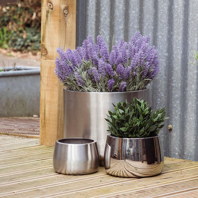 Newlyn Satin Stainless Steel Plant Pot