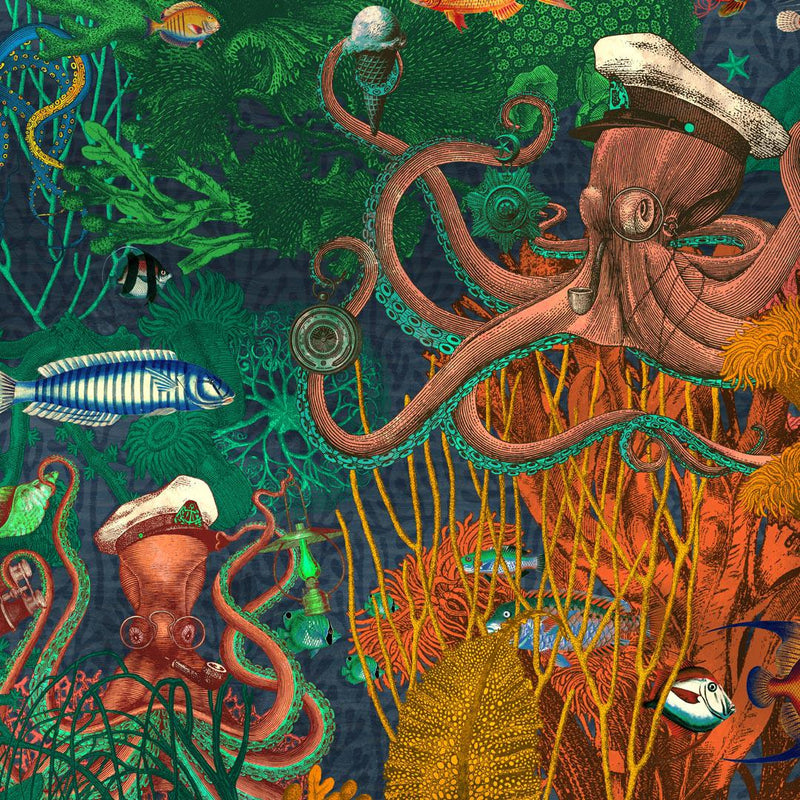 Octopus Wallpaper - Emerald Coral - Brand Mckenzie